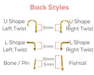 14k Solid Gold Fashionable Discreet Nose Stud - O'